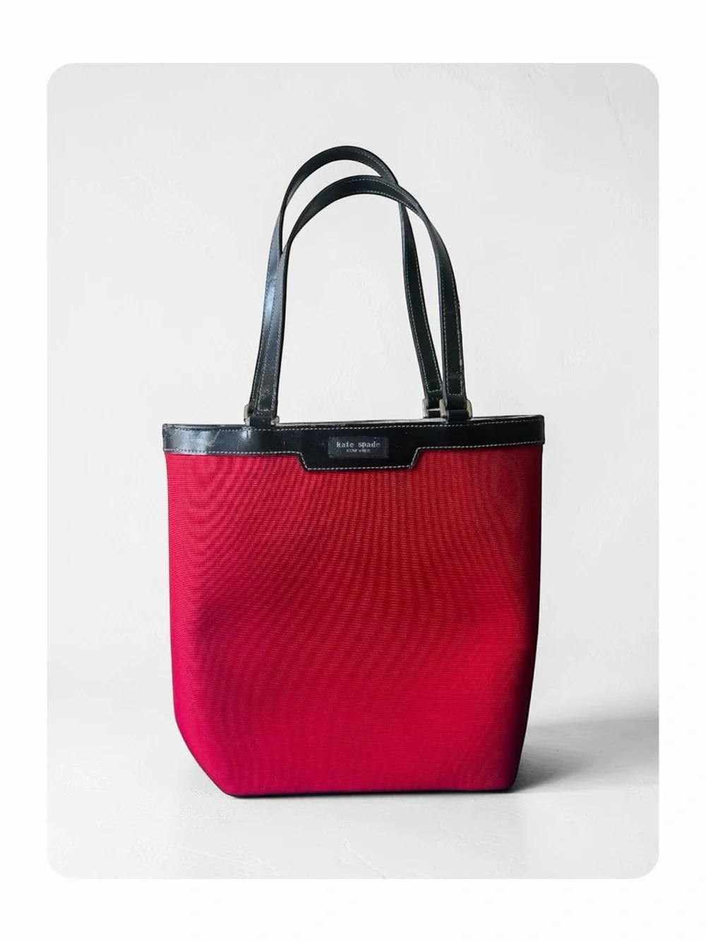 ★ Vintage Kate Spade New York Structured Nylon/Leather Shoulder Bag Red/Black ★